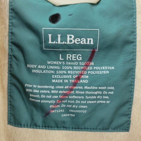 LL Bean Womens Fleece Lined Primaloft Jacket Coat Large Teal Blue Long - Picture 11 of 16